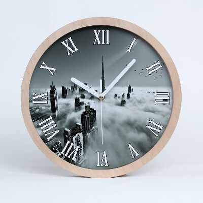 Drevené hodiny Hmla nad Dubajom