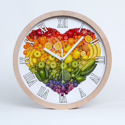 Drevené nástenné hodiny Zeleninové srdce