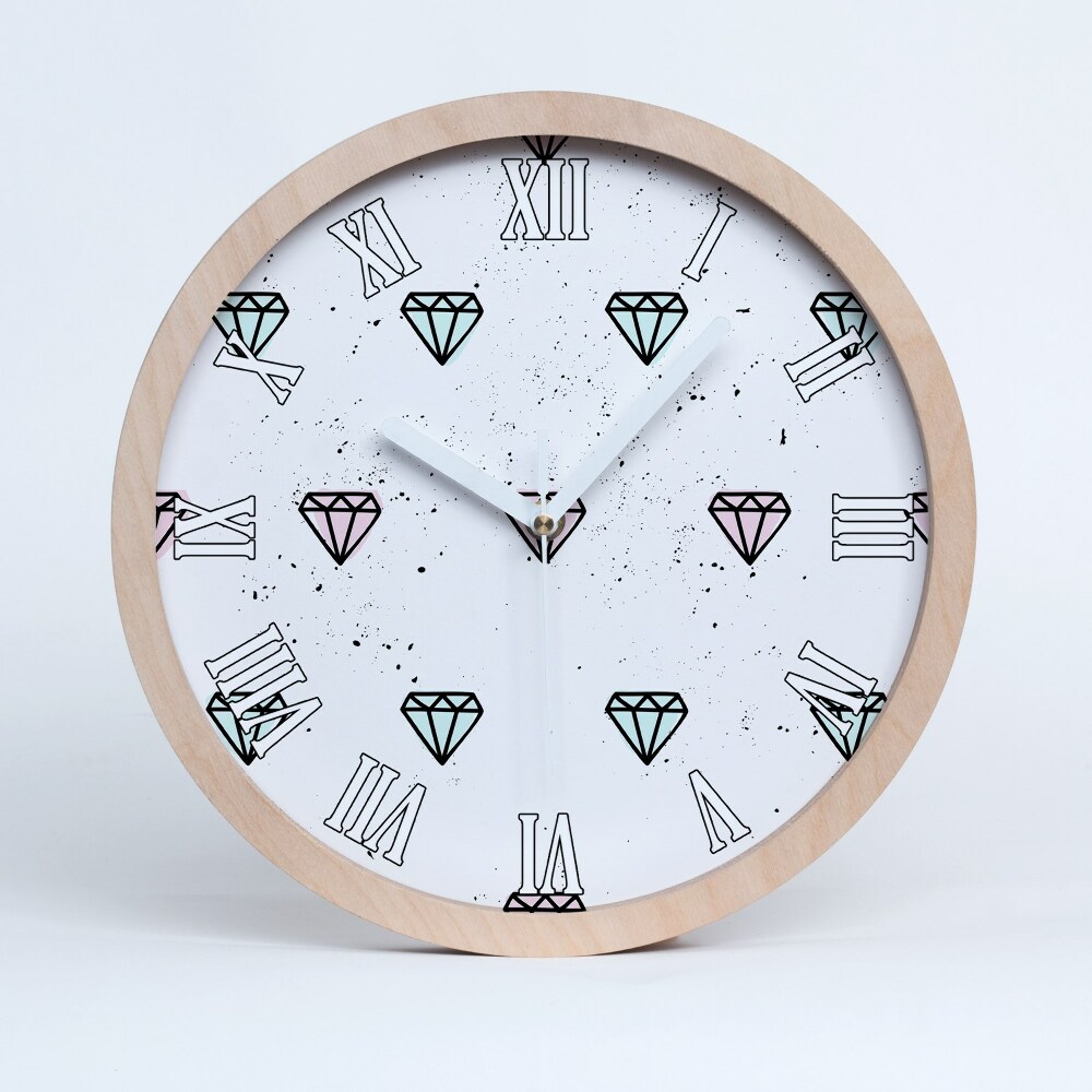 Drevené nástenné hodiny Diamanty