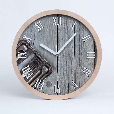 Drevené nástenné hodiny Príbory na doskách