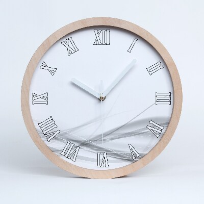 Nástenné drevené hodiny Abstraktné jemné vlny a línie.