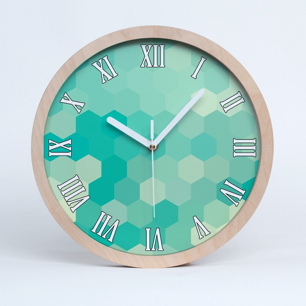Drevené nástenné hodiny Šesťuholníkový gradientový geometrický vzor.