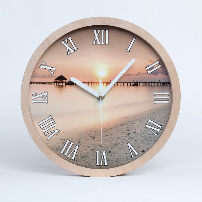 Nástenné drevené hodiny Maldivská pláž