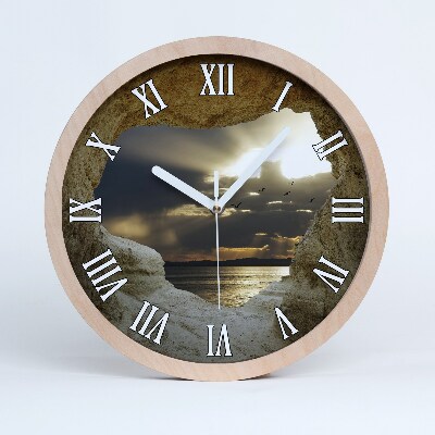 Drevené nástenné hodiny Pobrežná jaskyňa