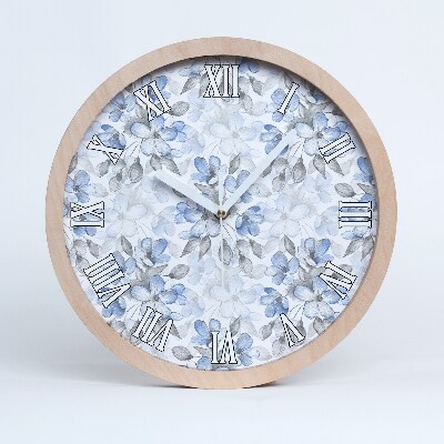 Nástenné drevené hodiny Jemné kvety