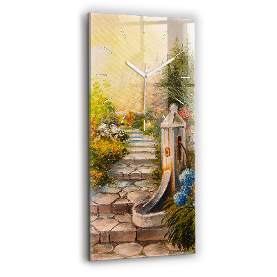 Sklenené nástenné hodiny Olejová kompozícia v lese