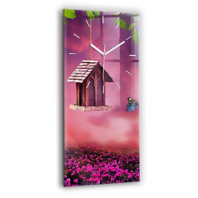 Sklenené hodiny Vtáčí domček