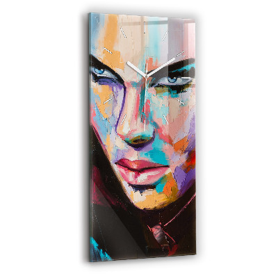 Sklenené hodiny na stenu Portrét ženy