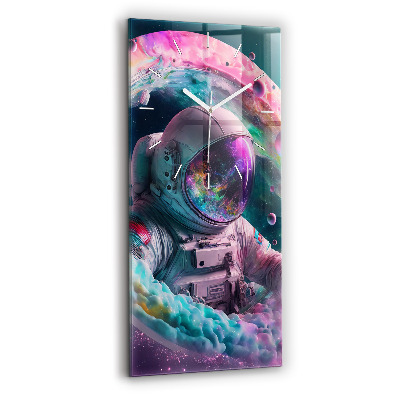 Sklenené hodiny Kozmonaut a farebné oblaky