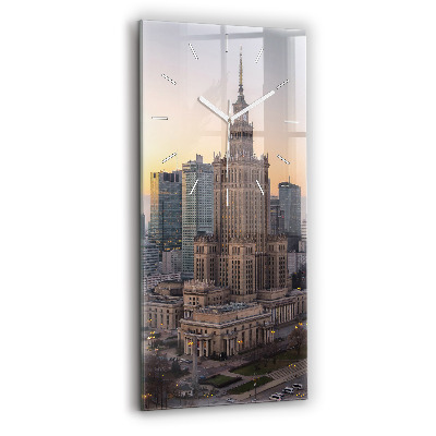 Vertikálne sklenené hodiny Panoráma Varšavy