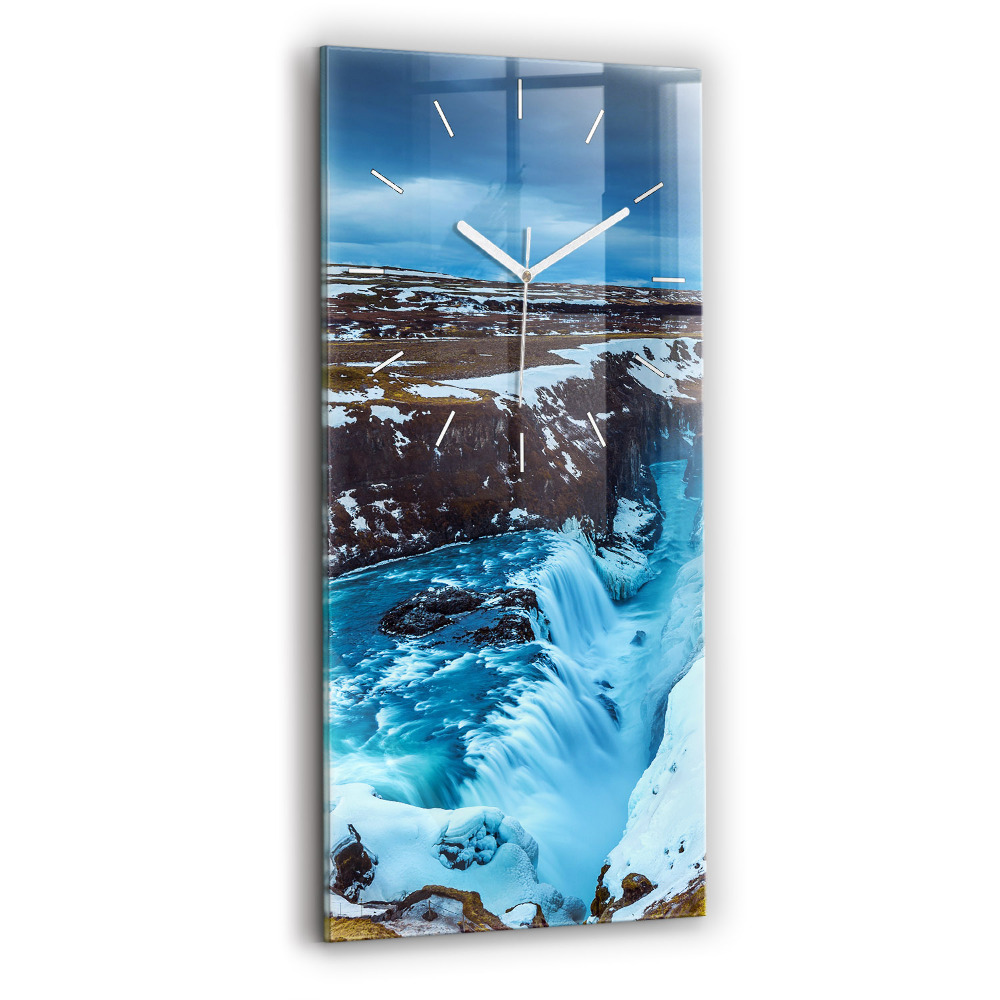 Sklenené nástenné hodiny Vodopád Gullfoss na Islande
