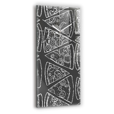 Vertikálne sklenené hodiny Maľovaná pizza