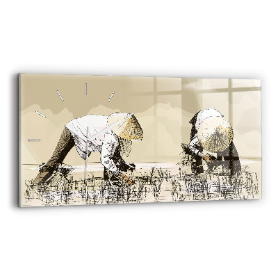 Sklenené hodiny Žena zbierajúca ryžu