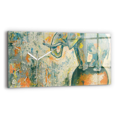 Sklenené hodiny Maľovaný postoj slona