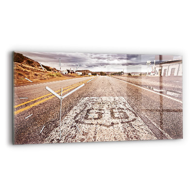 Sklenené hodiny na stenu Cesta Route 66 USA