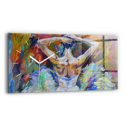 Horizontálne sklenené hodiny Maľovaná baletka