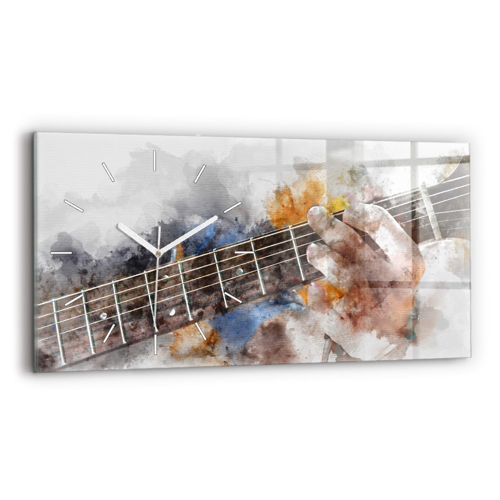 Sklenené hodiny na stenu Gitara