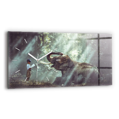 Horizontálne sklenené hodiny Chlapec čítajúci knihu