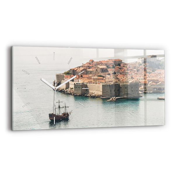 Horizontálne sklenené hodiny Plachetnica v Dubrovníku
