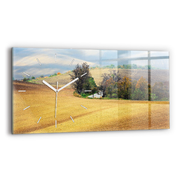 Sklenené hodiny na stenu Morava Vidiecka krajina