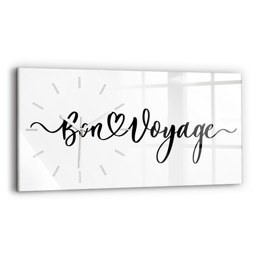 Sklenené hodiny Nápis Bon voyage
