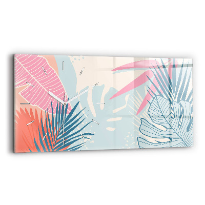 Sklenené hodiny na stenu Pastelové listy