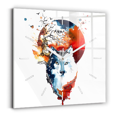 Štvorcové hodiny Vlk a plnosť