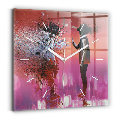 Štvorcové nástenné hodiny Kyberpriestor