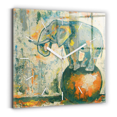 Sklenené hodiny Postava maľovaného slona