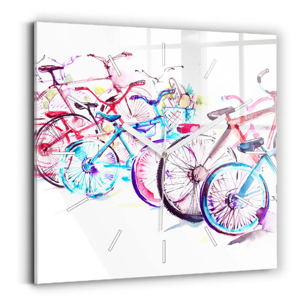 Štvorcové hodiny Farebné mestské bicykle