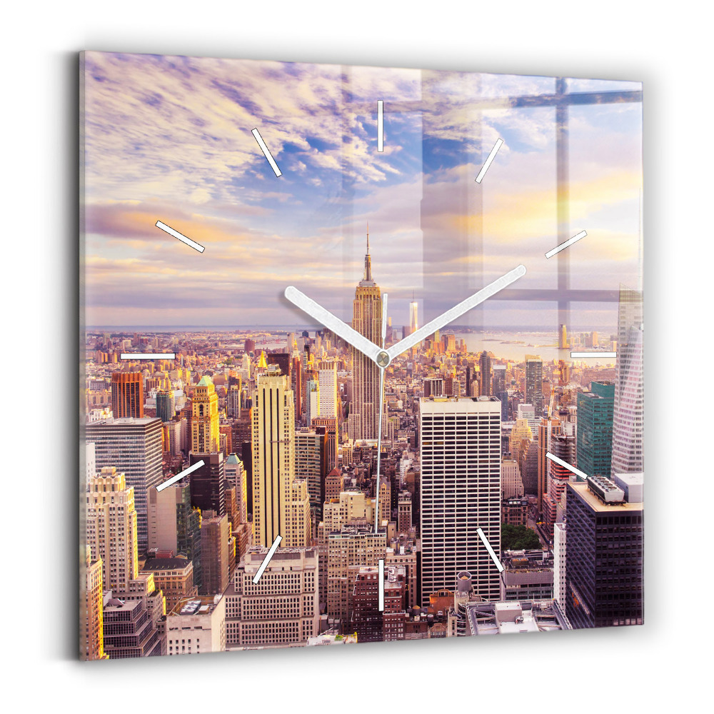Sklenené hodiny Západ slnka New York
