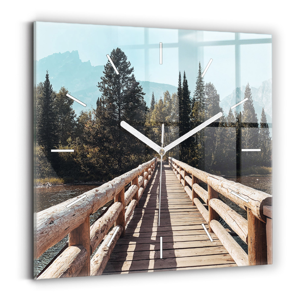 Štvorcové nástenné hodiny Hory v Yellowstone