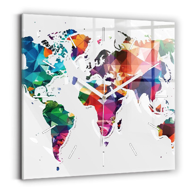 Sklenené hodiny Trojuholníky na mape sveta