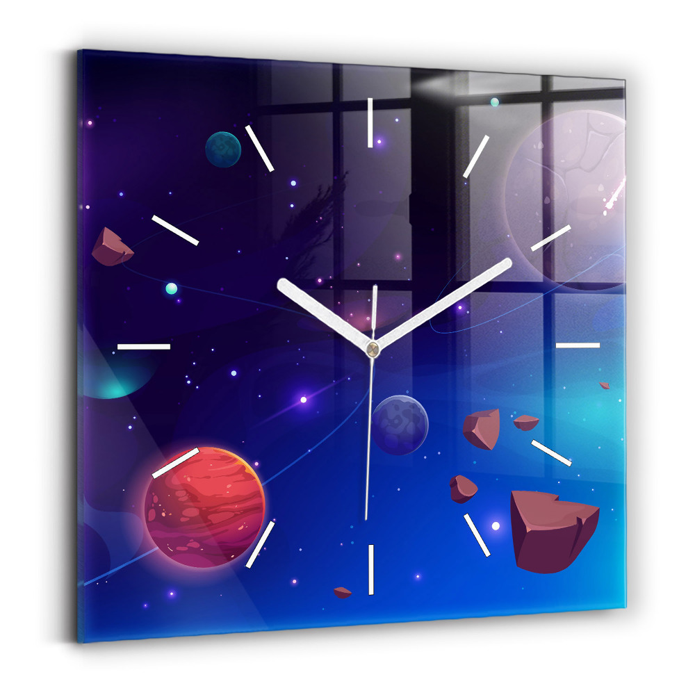 Štvorcové nástenné hodiny Galaxia planét