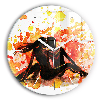 Okrúhle nástenné hodiny Láska a zamilovaný pár