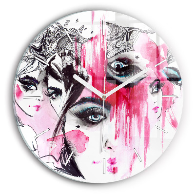 Okrúhle nástenné hodiny Abstrakcia s mnohými tvárami