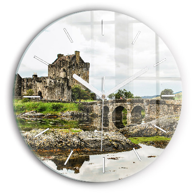Okrúhle nástenné hodiny Hrad Eilean Donan Škótsko