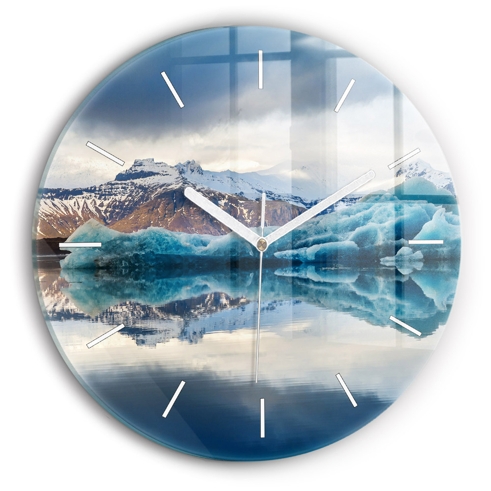 Okrúhle sklenené hodiny Jazero Jokulsarlon Island