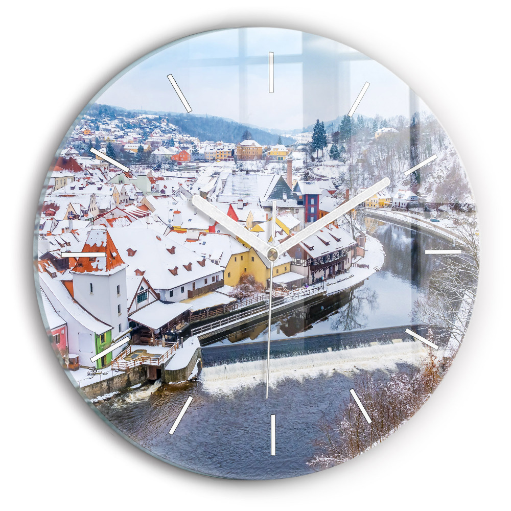 Okrúhle hodiny Panoráma mesta v zime