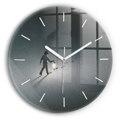 Okrúhle sklenené hodiny Pútnik v tme