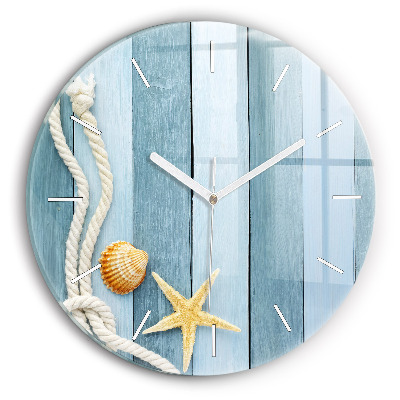 Okrúhle hodiny Pruhy z dosiek a mušle