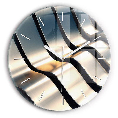 Okrúhle sklenené hodiny Strieborný vzor